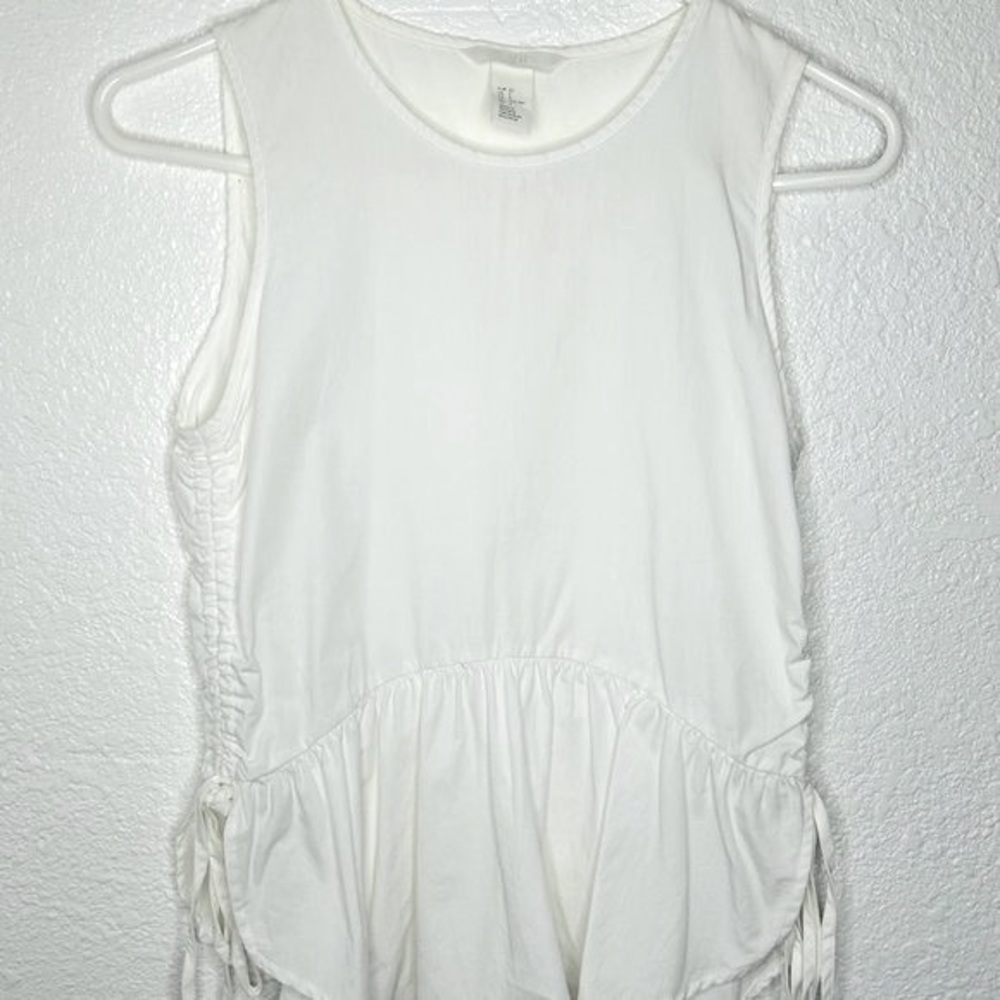 White Side String Gather Ribbon Top